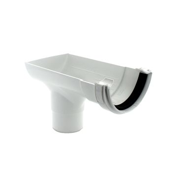 Hunter 112mm Half Round Gutter Stopend Outlet White