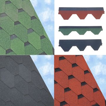 ARS Hexagonal Roof Felt Shingles 3 Square Metre Pack Black / Green / Red - from About Roofing Supplies Limited