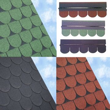 ARS Scalloped Roof Felt Shingles 3 Square Metre Pack Black / Green / Red - from About Roofing Supplies Limited
