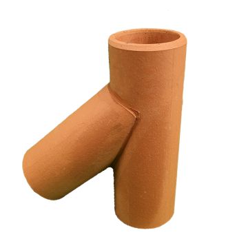 Clay 100mm 45 degree Plain Ended Oblique Drainage Junction Hepworth SuperSleve House Drain SJ1/1