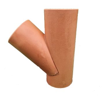 Clay 150mm x 150mm 45 degree Plain Ended Oblique Drainage Junction Hepworth SuperSleeve 150  SJ1/3