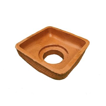 Clay 250mm x 250mm Square Drainage Dish 100mm Round Outlet NAT 166 