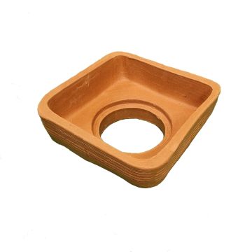 Clay 300mm x 300mm Square Drainage Dish 150mm Round Outlet NAT 166 