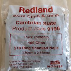 Redland 9196 Cambrian Slate Clips x 100 & Nails x 210 - from About Roofing Supplies Limited