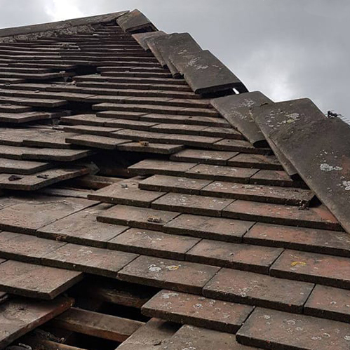 Damaged roof from harsh weather